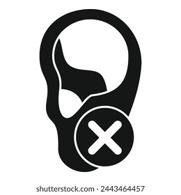 No hearing icon simple vector. Deafness human health. Medicine hearing aid