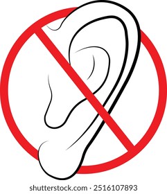 no hearing sign vector illustration