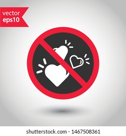 No heart icon. Forbidden heart vector sign. Warning, caution, attention, restriction, danger flat sign design. No love symbol 