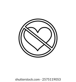 no heart icon Simple outline illustration