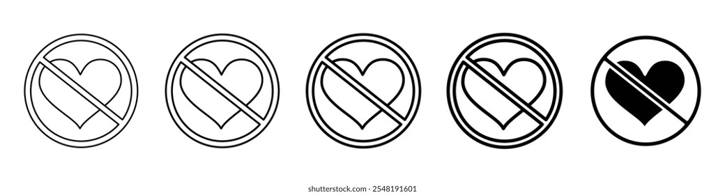no heart icon Conjunto de logotipo de linha fina simples