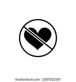 no heart icon Simple thin line logo