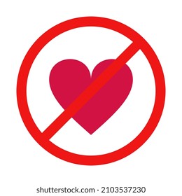 No Hearts Sign on White Background