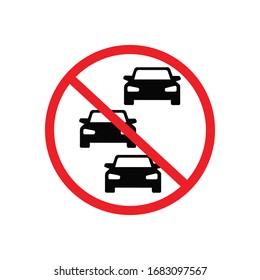 No heavy car and traffic jam vector icon, symbol and sign illustration on white background.