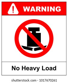 No Heavy Load, Do Not Place Heavy Objects On Surface, Prohibition Sign, Vector Illustration.