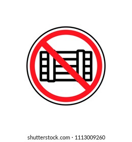 No Heavy Load, Do Not Place Heavy Objects On Surface, Prohibition Sign, Vector Illustration.