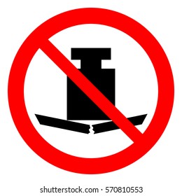 No Heavy Load, Do Not Place Heavy Objects On Surface, Prohibition Sign, Vector Illustration.