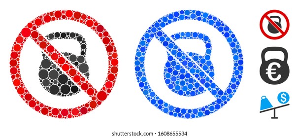 No heavy weight composition of spheric dots in various sizes and color tints, based on no heavy weight icon. Vector dots are organized into blue composition.