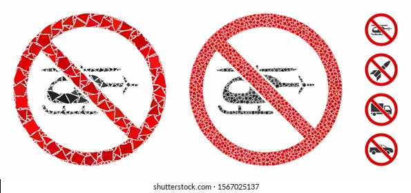 No helicopter composition of raggy items in various sizes and color tinges, based on no helicopter icon. Vector abrupt items are organized into composition.