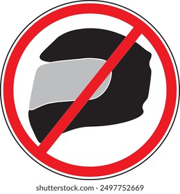 No helmet allowed sign notice vector
