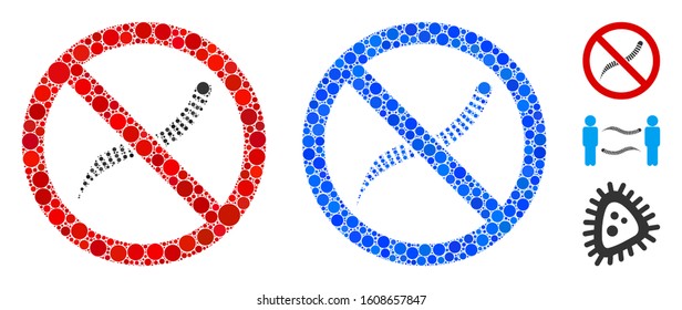 No helminth worms mosaic of small circles in different sizes and color tinges, based on no helminth worms icon. Vector small circles are united into blue composition.
