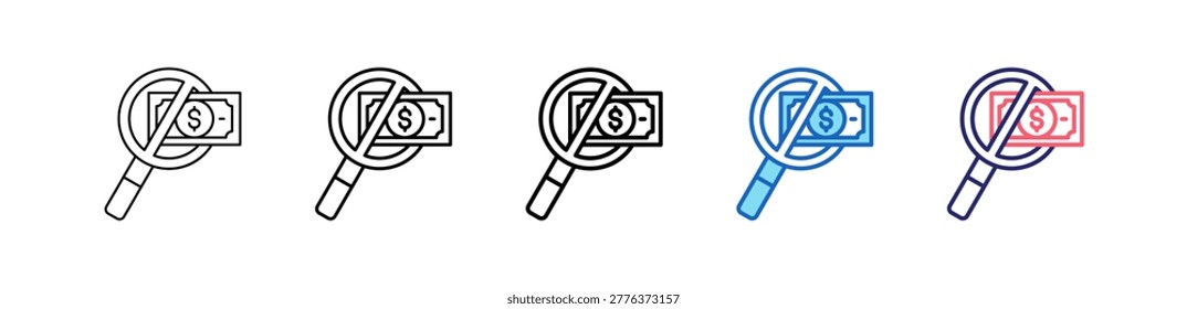 No Hidden Charges Icon In 5 Different Styles Set Collection.