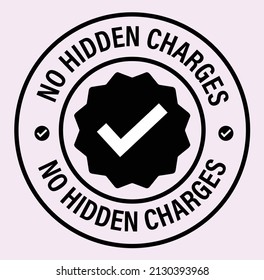 'no Hidden Charges' Vector Icon With Tick Mark, Black In Color