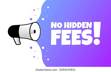 No hidden fee sign. Flat, purple, no hidden fees. Vector illustration