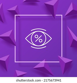 No hidden fees line icon. Tax protection, eye with percent sign, pay, payment, taxpayer, discount, work, earn money. Business concept. Vector line icon for Business and Advertising.