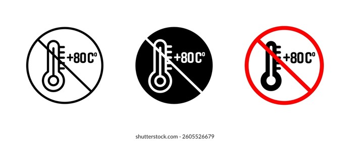 No high heat icon. Prohibited high-temperature vector illustration. Restriction sign for safety and protection. Warning symbol to prevent burns, fire hazards and overheating risks.