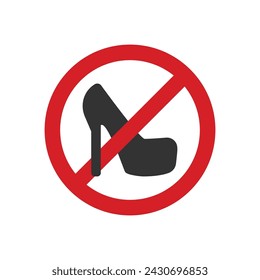 No high heels allowed sign isolated on white background. Prohibition symbol modern, simple, vector, icon for website design, mobile app, ui. Vector Illustration