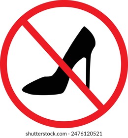 Kein High Heels-Symbol. High Heels Verbotenes Schild. High Heels Verbotenes rotes Symbol. Flacher Stil.