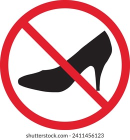 No high heels icon . No women's shoe icon vector . No women sign