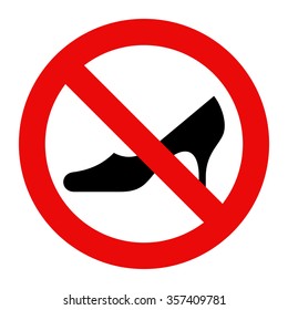 No high heels. Prohibition sign isolated on white background