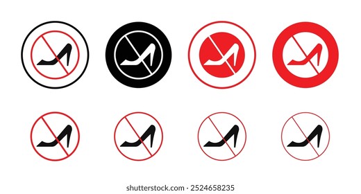 No high heels sign Collection of flat thin outline vector