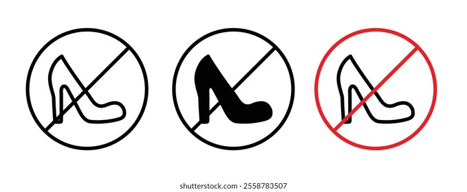 No high heels sign vector set