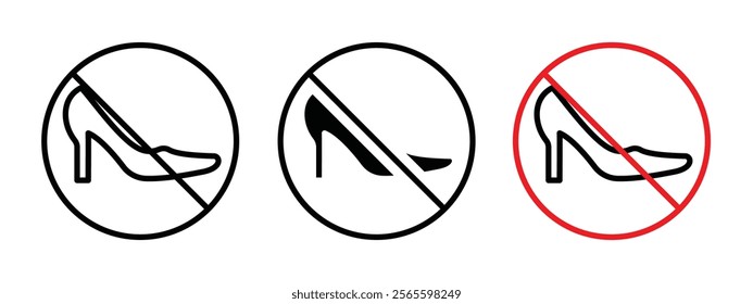 No high heels sign vector in black and red colors