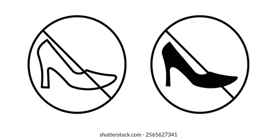 No high heels sign vector in black and red colors