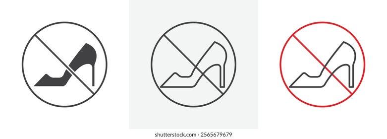 No high heels sign vector in black and colored versions