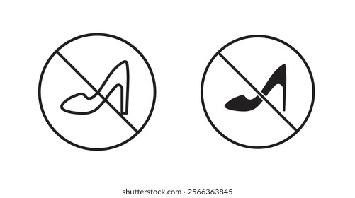 No high heels sign vector in line stroke and flat versions