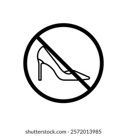 No high heels sign vector in black colors