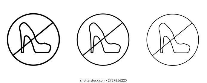 No hay tacones altos signo Vector Logo Diseño Plantilla. Gráficos de trazo editables.