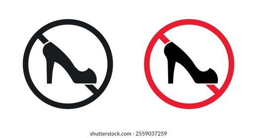 No high heels sign vectors in black and colored version