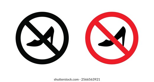 No high heels signs in black and color style