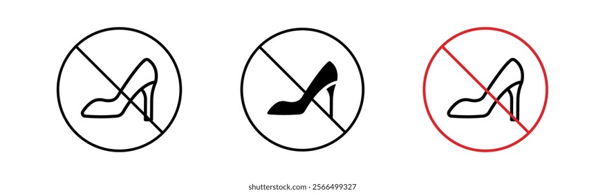 No high heels signs flat and linear vector illustration on white background.