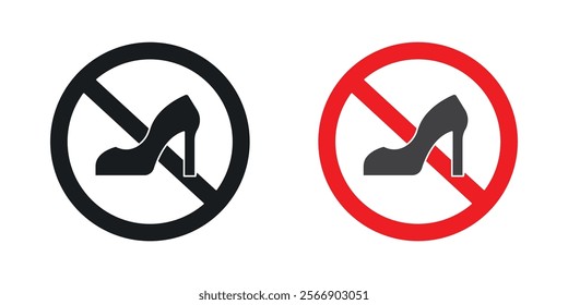 No high heels signs set in black and colored