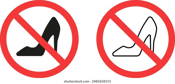 no high heels warning forbidden sign symbols vector design