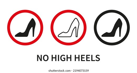 No High heels warning sign. Forbidden signs and symbols.