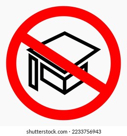Ningún ícono de educación superior. Prohibición del estudio. No hay educación. No hay estudiantes. Icono del vector.