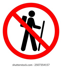 No Hiking Symbol Sign, Vector Illustration, Isolate On White Background Label.EPS10