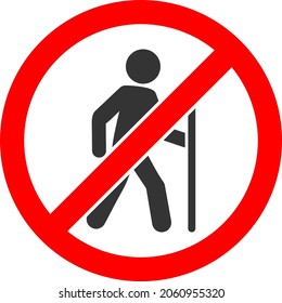No Hiking vector icon. A flat illustration design of No Hiking icon on a white background.