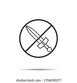 No history, dagger icon. Simple thin line, outline vector of history ban, prohibition, embargo, interdict, forbiddance icons for ui and ux, website or mobile application