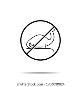 No history, dinosaur icon. Simple thin line, outline vector of history ban, prohibition, embargo, interdict, forbiddance icons for ui and ux, website or mobile application