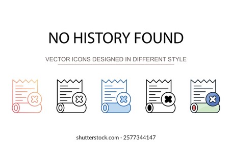 No History Found icon design with white background stock illustration