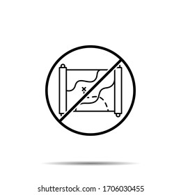Sin historial, icono de mapa. Línea delgada simple, contorno vectorial de la historia prohibición, embargo, interdicción, íconos de prohibición para ui y ux, sitio web o aplicación móvil