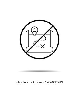 Sin historial, icono de mapa. Línea delgada simple, contorno vectorial de la historia prohibición, embargo, interdicción, íconos de prohibición para ui y ux, sitio web o aplicación móvil