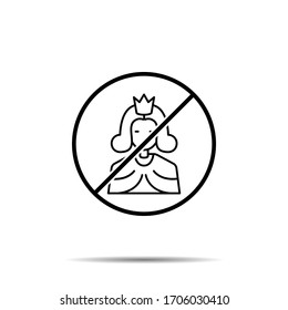 No history, queen icon. Simple thin line, outline vector of history ban, prohibition, embargo, interdict, forbiddance icons for ui and ux, website or mobile application