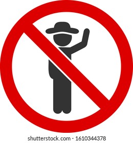 No hitchhiking vector icon. Flat No hitchhiking symbol is isolated on a white background.