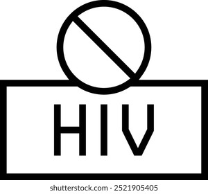 no hiv icon. Thin linear style design isolated on white background