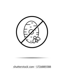 No hive, bee icon. Simple thin line, outline vector of autumn ban, prohibition, embargo, interdict, forbiddance icons for ui and ux, website or mobile application